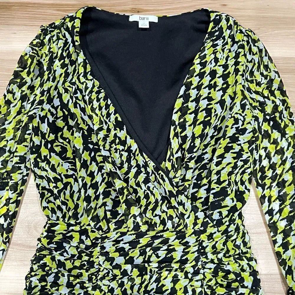 Bar III Green Houndstooth Mini Party Dress Women’s XS